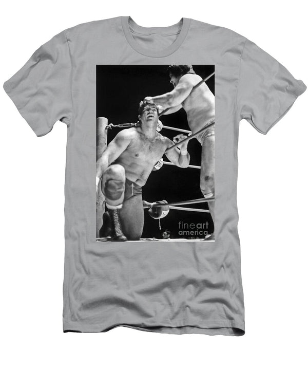 Old School Wrestlers Dean Ho and Don Muraco Battling for the United States Heavyweight Title Jim Fitzpatrick T-Shirt