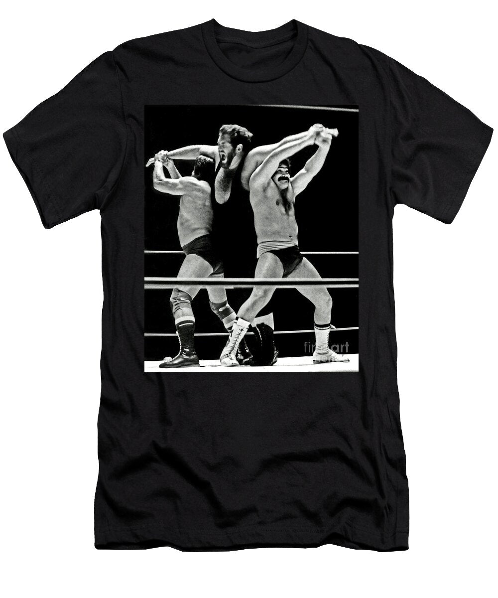 Old School Wrestlers Making a Wish Jim Fitzpatrick T-Shirt