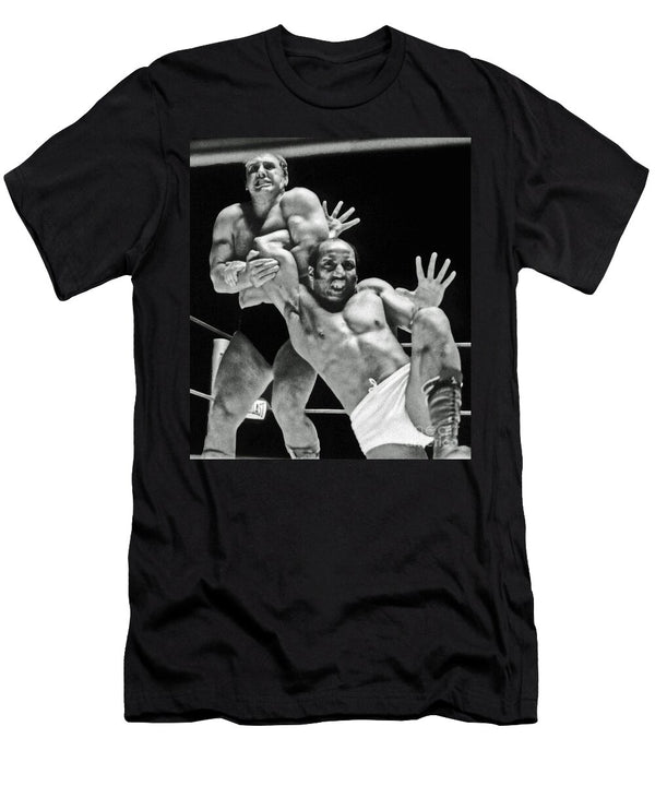 Old School Wrestling Arm Lock By Tony Rocco on Sir Earl Maynard Jim Fitzpatrick T-Shirt