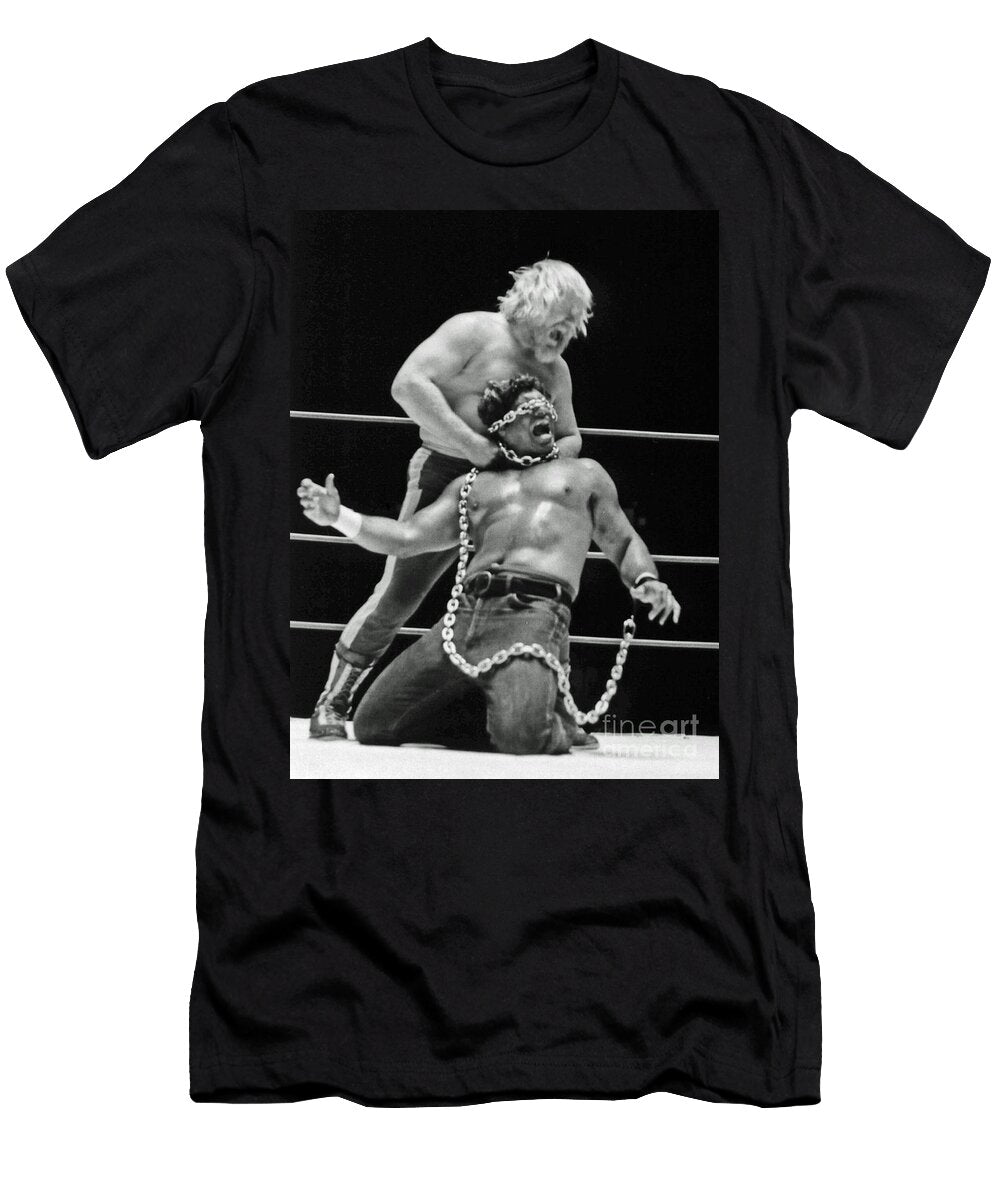 Old School Wrestling Chain Match Between Moondog Mayne and Don Muraco Jim Fitzpatrick T-Shirt