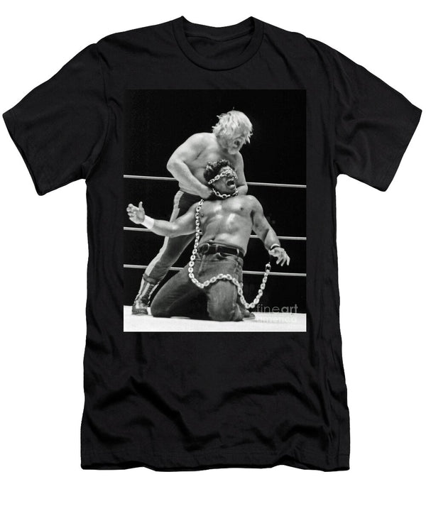 Old School Wrestling Chain Match Between Moondog Mayne and Don Muraco Jim Fitzpatrick T-Shirt