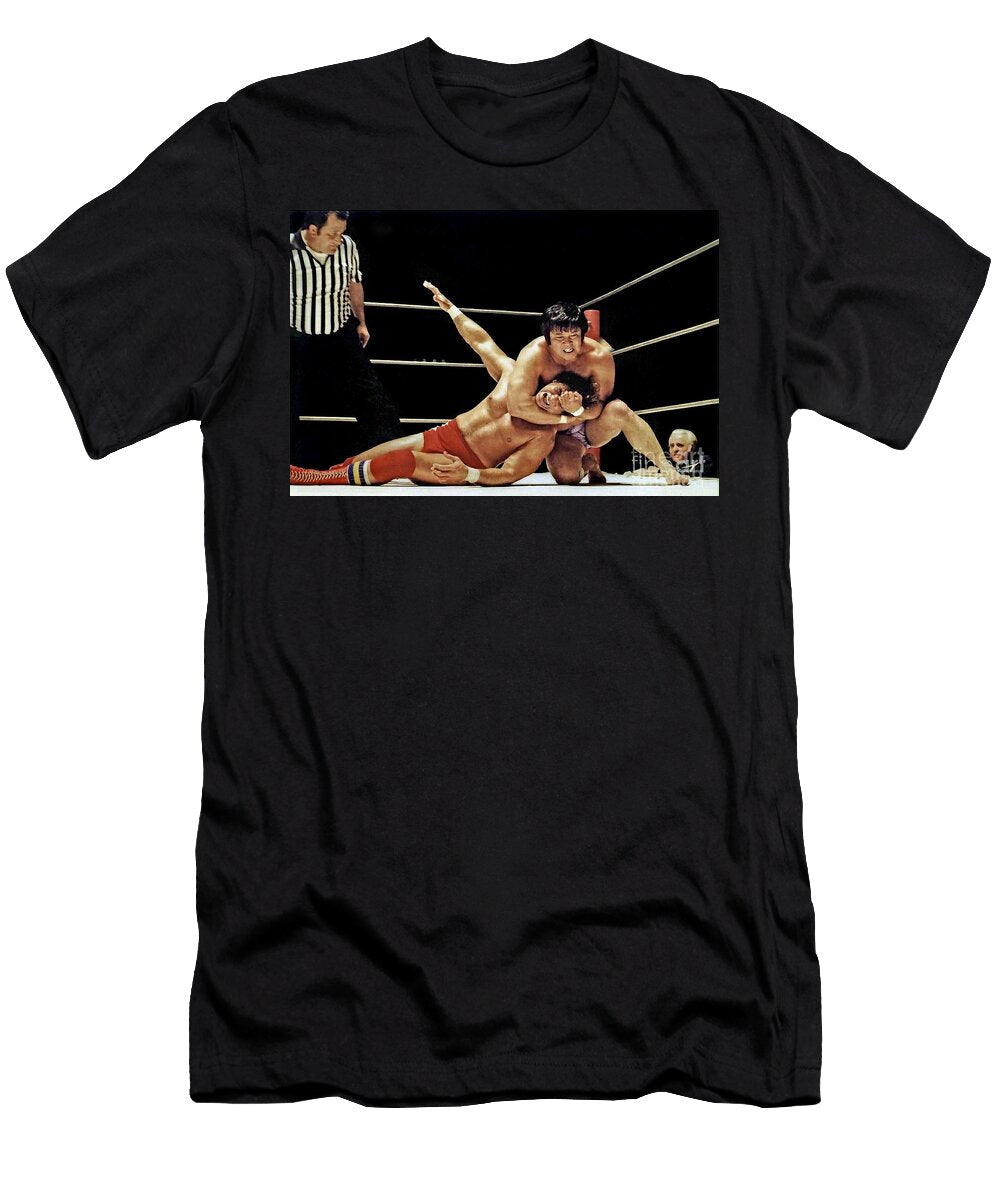 Old School Wrestling Classic Battle Between Dean Ho and Don Muraco Jim Fitzpatrick T-Shirt