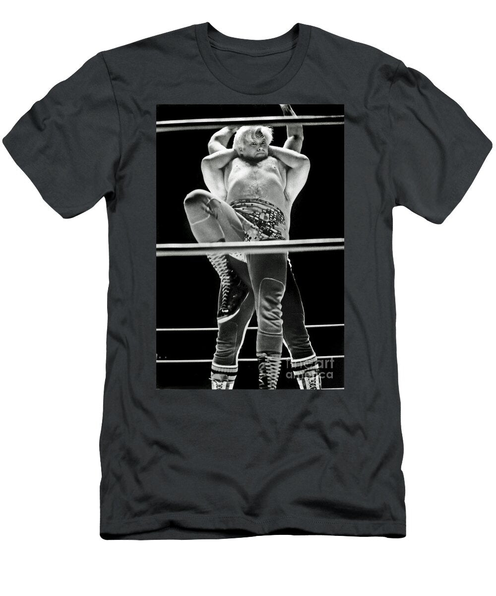 Old School Wrestling with Rock Riddle Struggling to Escape Moondog Maynes Full Nelson Jim Fitzpatrick T-Shirt