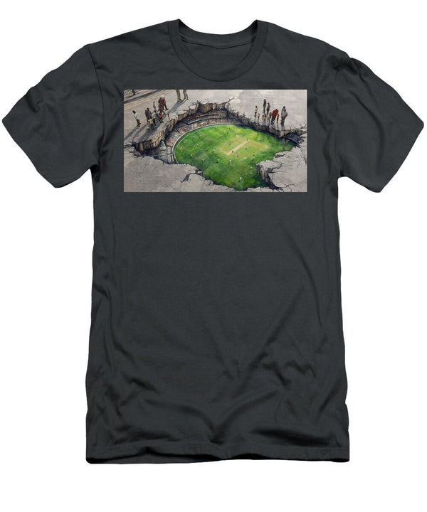 Optical Illusion with Cricket Ground Kevin Walker and Pixel Reverie T-Shirt