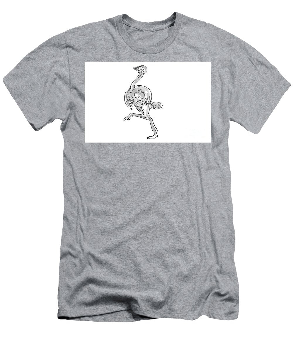 Ostrich Running with American Football Cartoon Aloysius Patrimonio T-Shirt