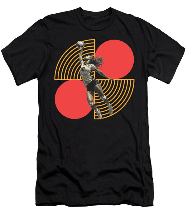 Outside Hitter Volleyball Powerful Spiker on Modern Geometric Background Dream Stuff T-Shirt