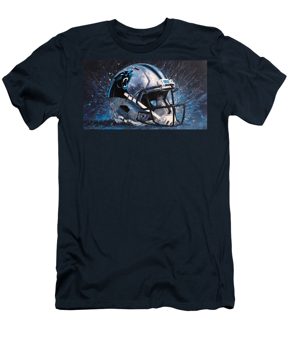 Panthers Football Helmet Explosion Kevin Walker and Pixel Reverie T-Shirt