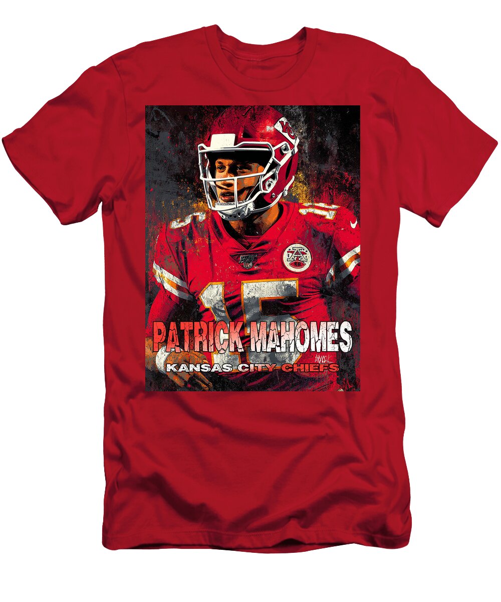 Patrick Mahomes in Action Kevin Walker and Pixel Reverie T-Shirt
