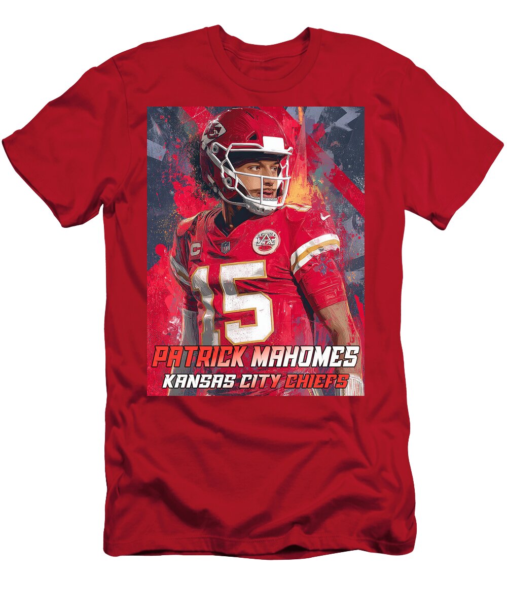 Patrick Mahomes in Chiefs Jersey Kevin Walker and Pixel Reverie T-Shirt