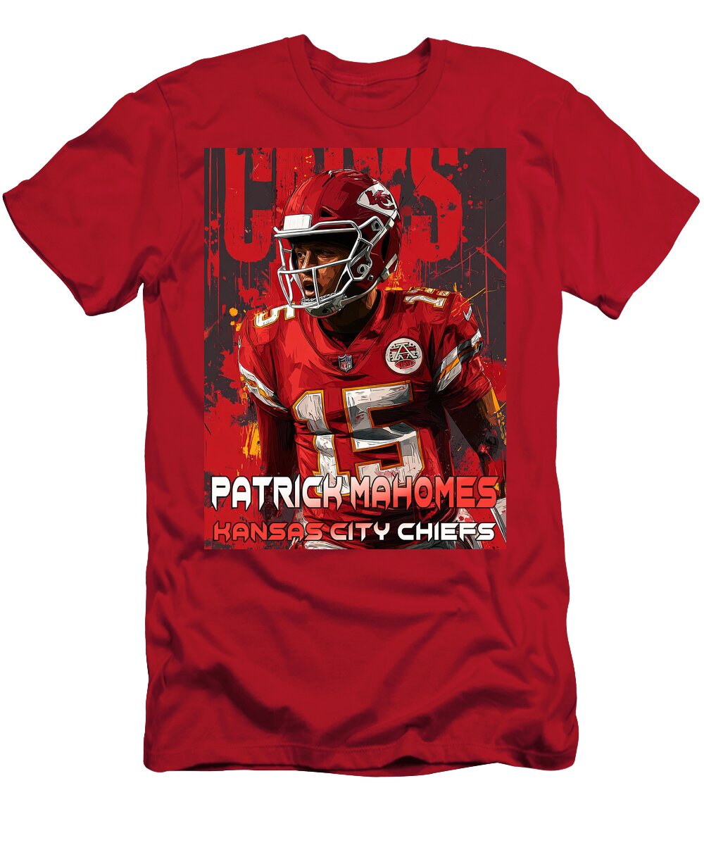 Patrick Mahomes in Kansas City Chiefs Gear Kevin Walker and Pixel Reverie T-Shirt