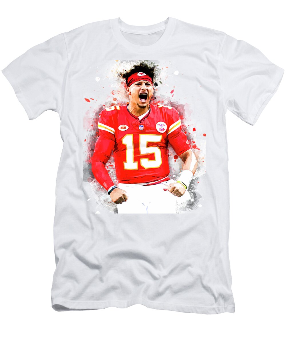 Patrick Mahomes Watercolor Style Poster Patricia Marticorena T-Shirt