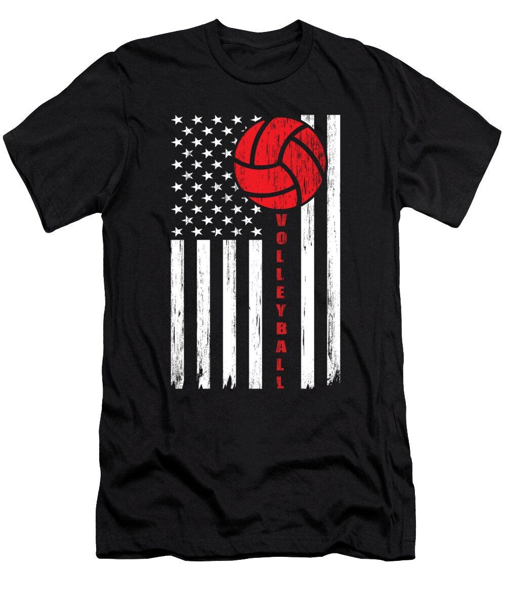 Patriotic Distressed American Vollyeball for Players and Fans Hope and Hobby T-Shirt