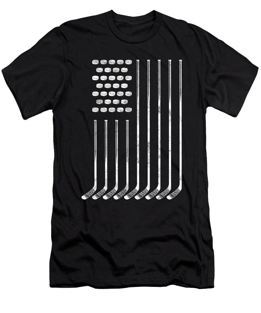 Patriotic Hockeyist Ice Hockey Player American Coach USA Flag United States Gift Thomas Larch T-Shirt