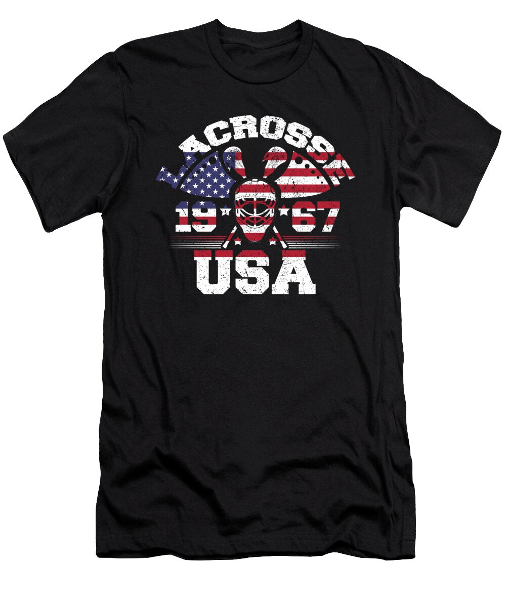 Patriotic USA Lacrosse Flag 1967 Kanig Designs T-Shirt