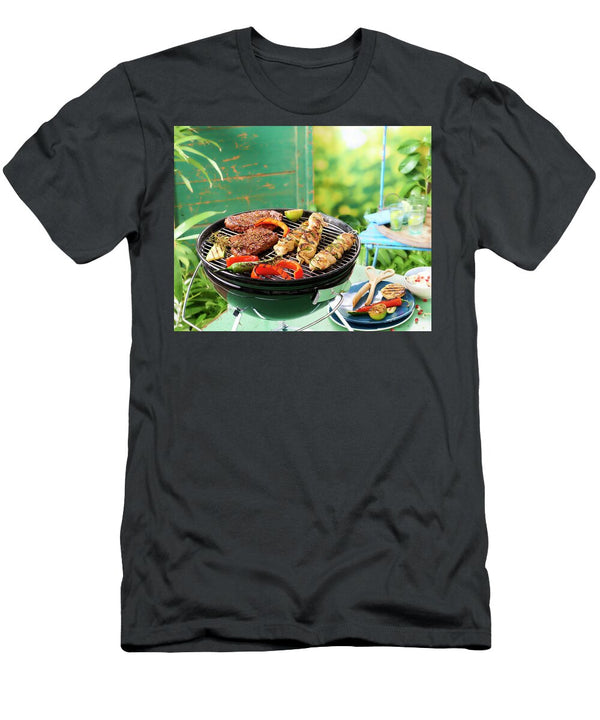 Pepper Steaks and Chicken Kebabs on a Grill Jan Peter Westermann T-Shirt
