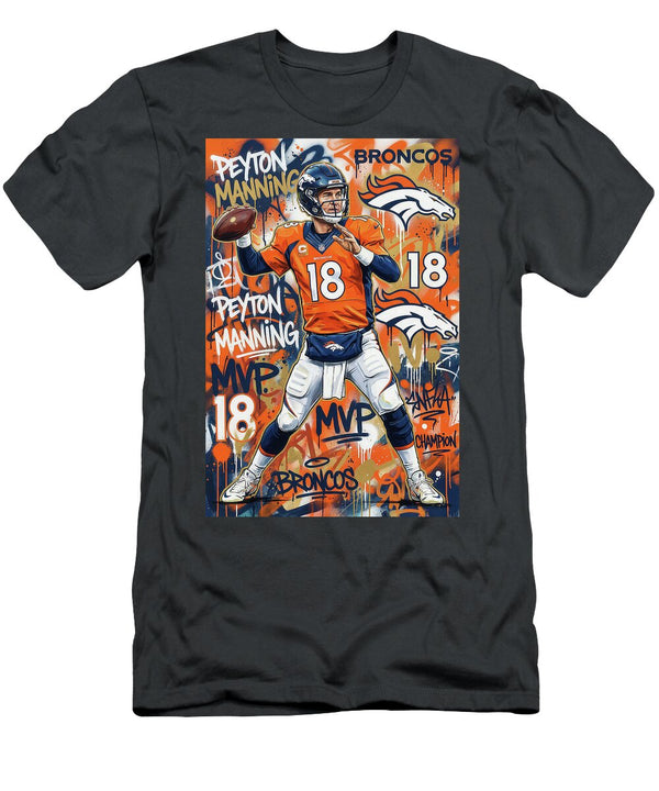 Peyton Manning Denver Broncos Tribute Graffiti Poster Football Player NFL Sampadart Gallery T-Shirt