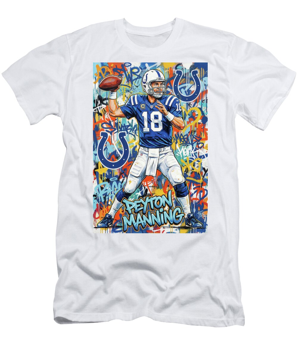 Peyton Manning Graffiti Poster Football Player NFL Sampadart Gallery T-Shirt