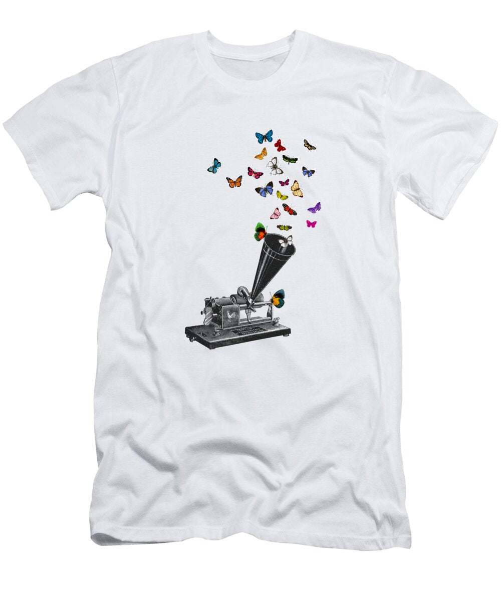 Phonograph and Butterflies Print Madame Memento T-Shirt