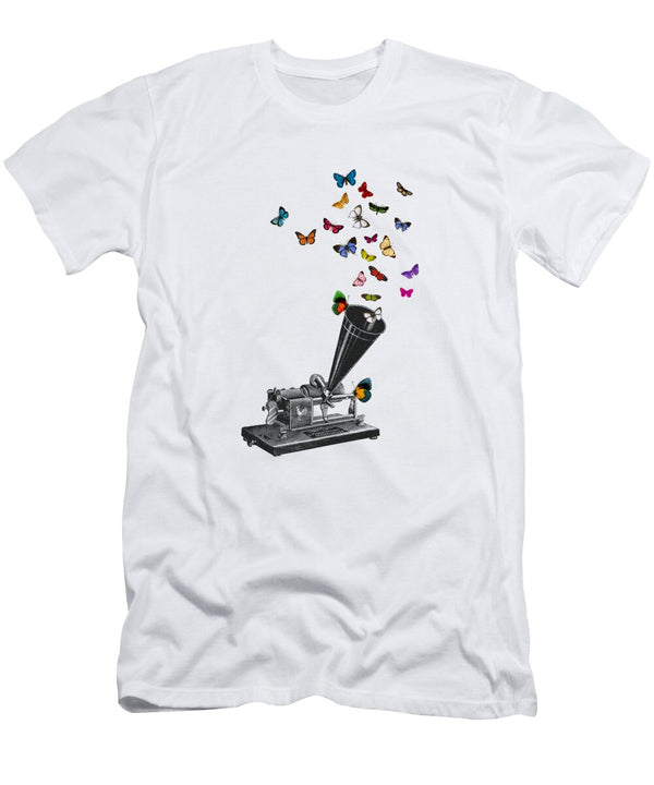 Phonograph and Butterflies Print Madame Memento T-Shirt