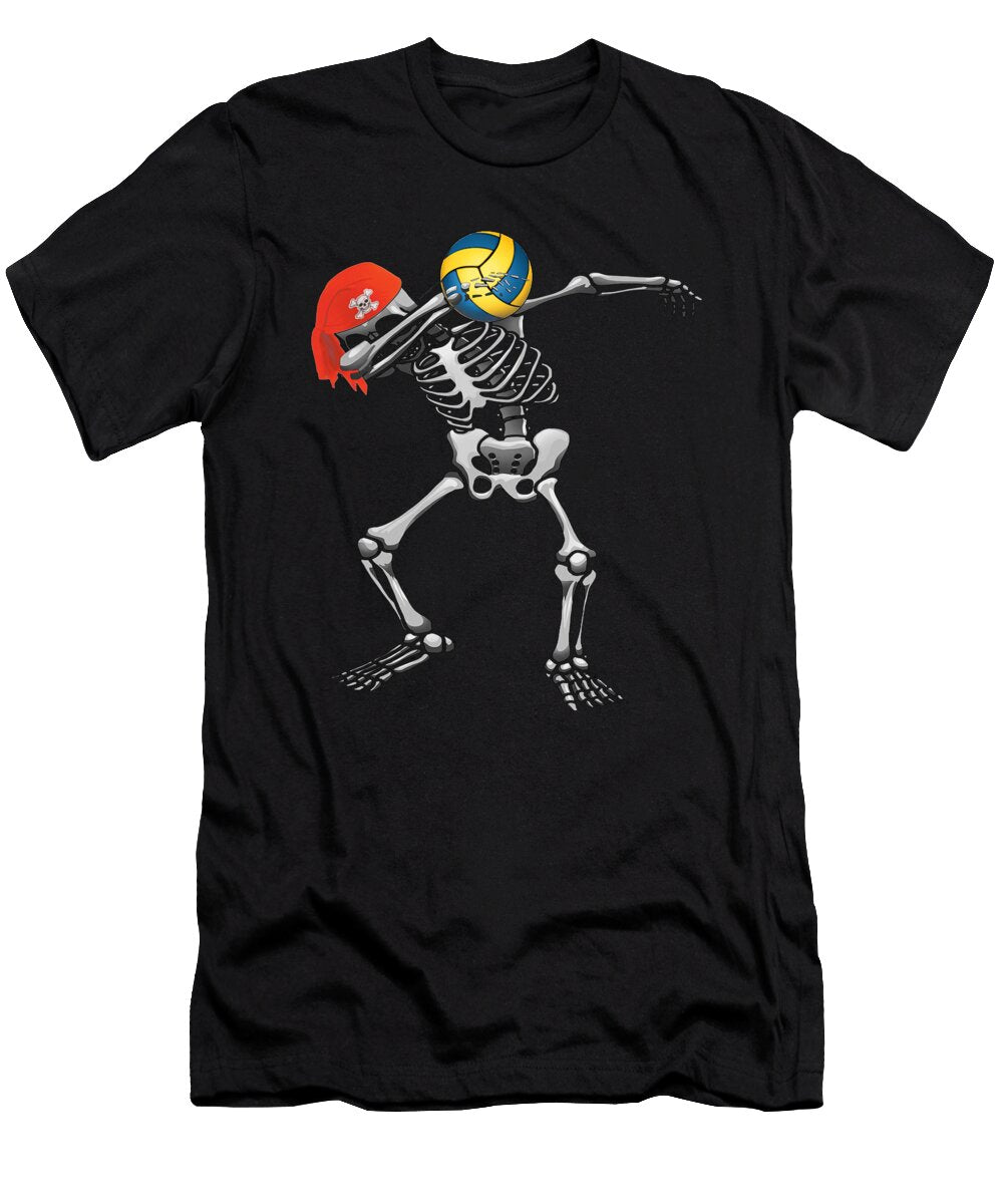 Pirate Dab Dabbing Skeleton Skull Costume Halloween Funny Volleyball Gift Cherry Moriones T-Shirt