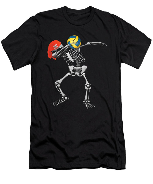 Pirate Dab Dabbing Skeleton Skull Costume Halloween Funny Volleyball Gift Cherry Moriones T-Shirt