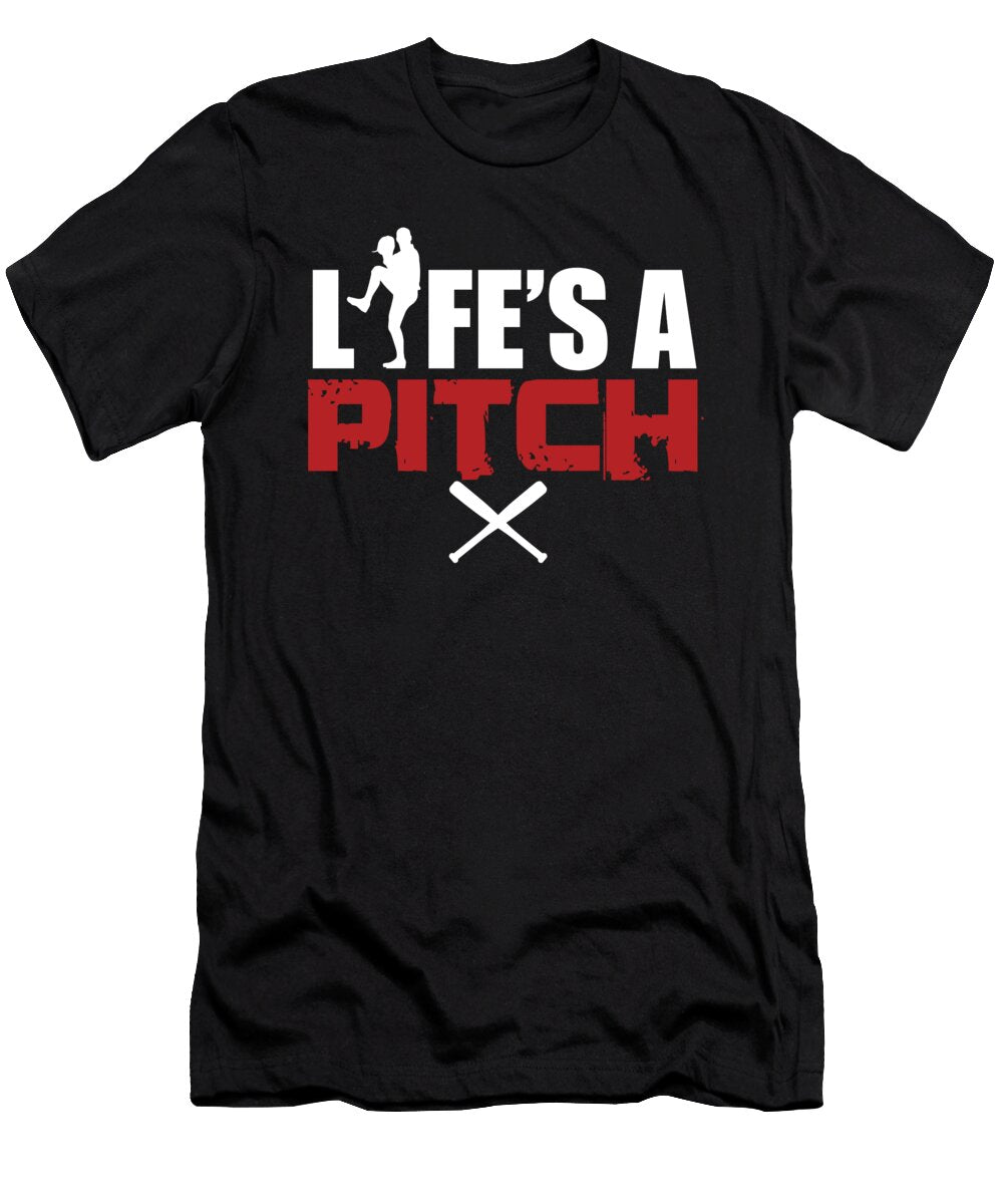 Pitcher Batter Baseball Game Bat League Softball Players Lifes a Pitch Gift Thomas Larch T-Shirt