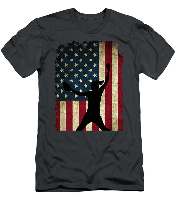 Pitcher Girls Softball Stuff USA Flag Softballism Adie Carina T-Shirt