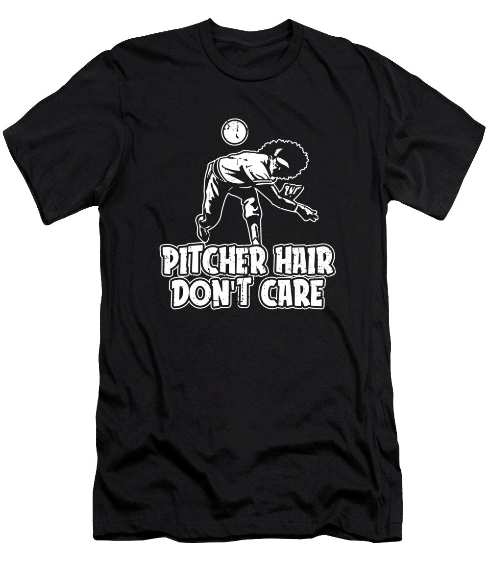 Pitcher Hair Dont Care Catcher Batter Softball Pitcher Crazy Squirrel T-Shirt
