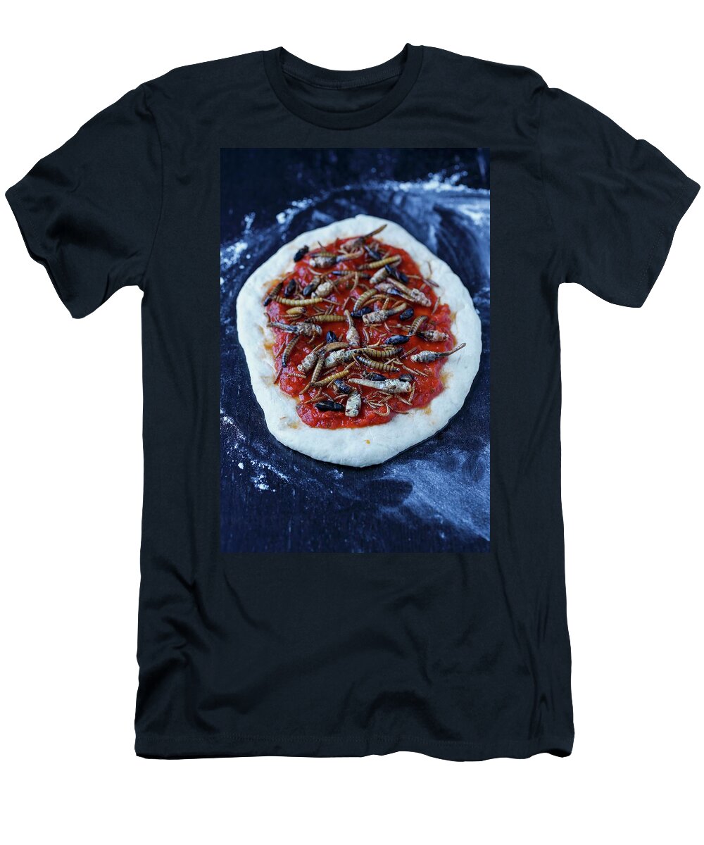 Pizza Topped with Zophobas Larvae Mealworms Crickets and Grasshoppers Sandra Krimshandl Tauscher T-Shirt