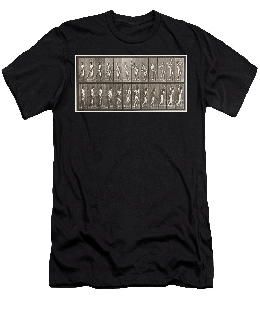 Plate 291 Cricket Batting Drive 1885 Collotype on Paper Eadweard Muybridge T-Shirt