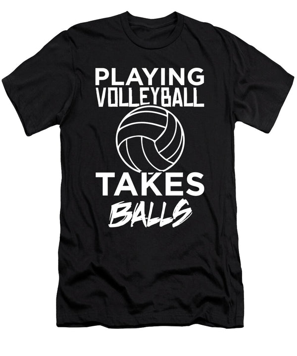 Playing Volleyball Takes Balls Adult Humor Pun Graphic Jacob Hughes T-Shirt