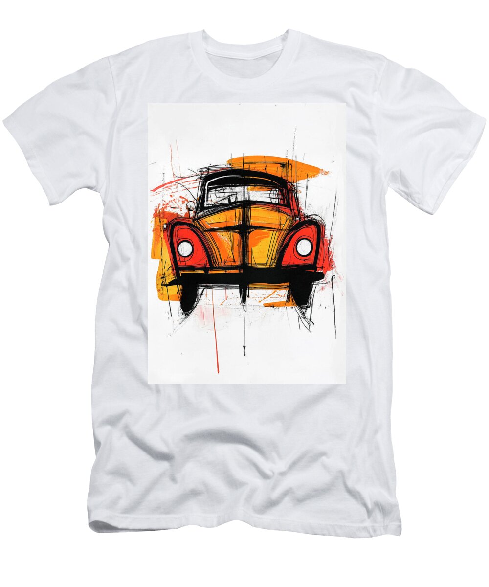 Plymouth Cricket Car Vibrant Retro Car Art Jennifer Moore T-Shirt