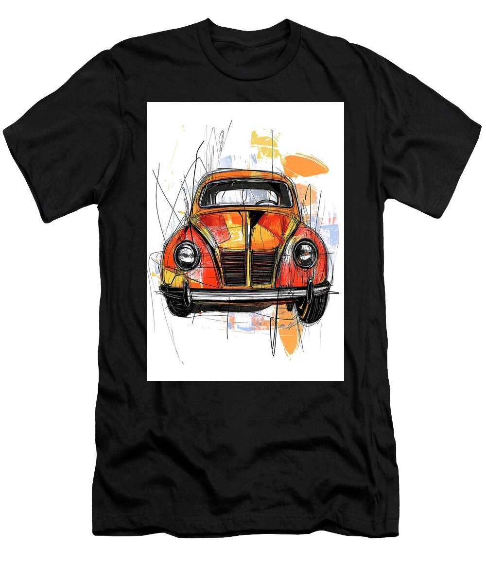 Plymouth Cricket Car Vintage Car Drawing Illustration Jennifer Moore T-Shirt