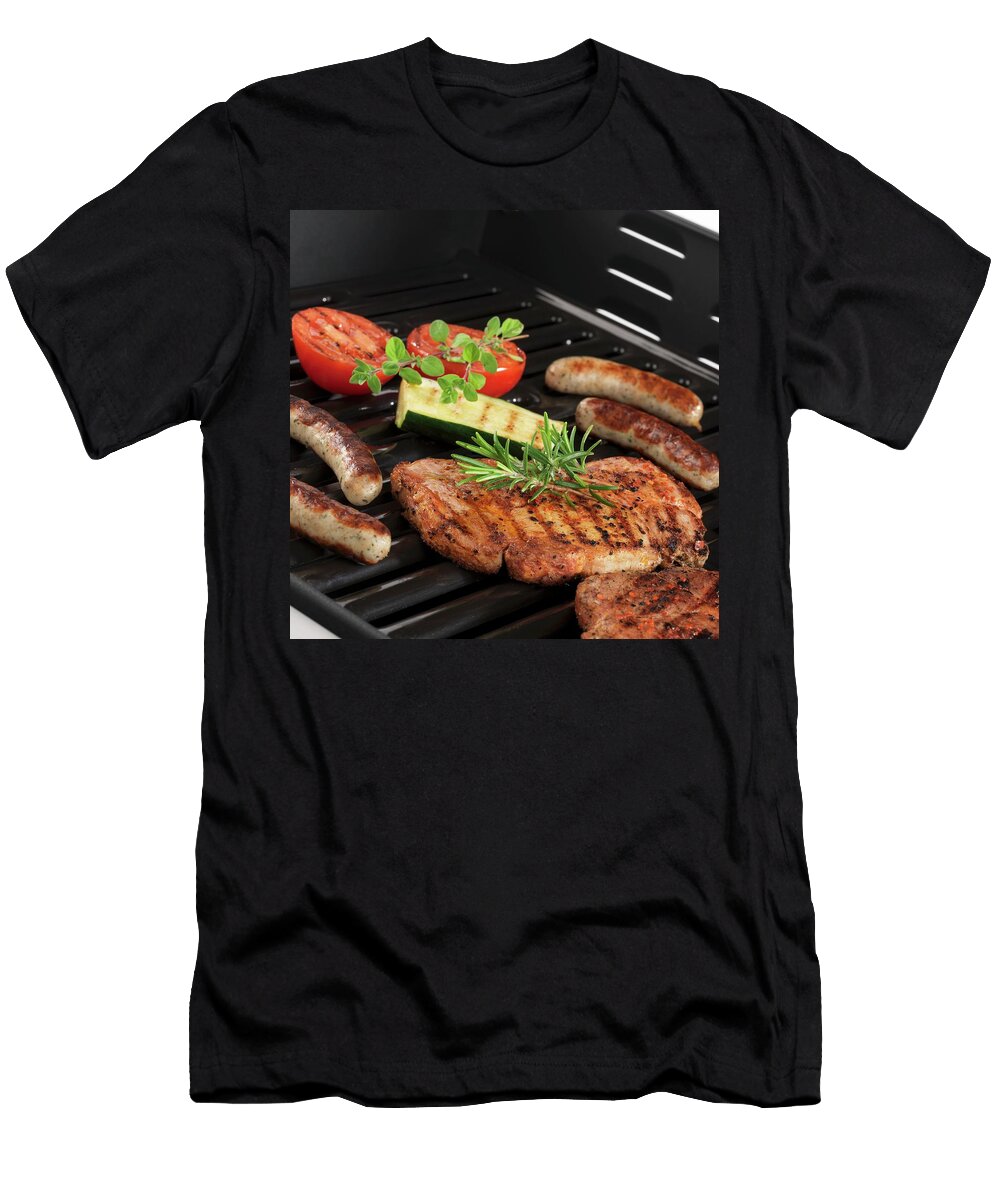 Pork Steaks Sausages and Vegetables on the Grill Feig Feig T-Shirt