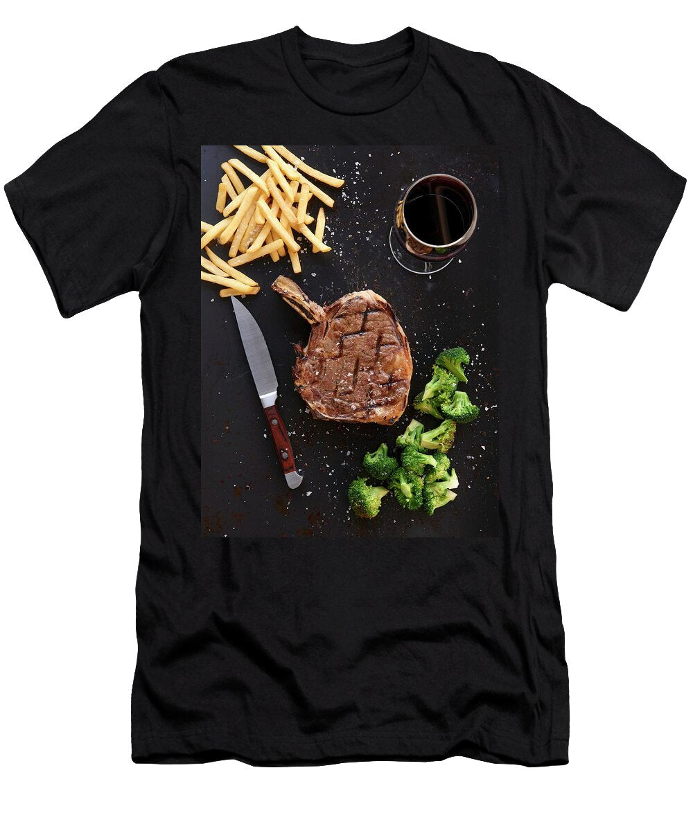 Prime Rib Steak with Fries and Broccoli Robbert Koene T-Shirt