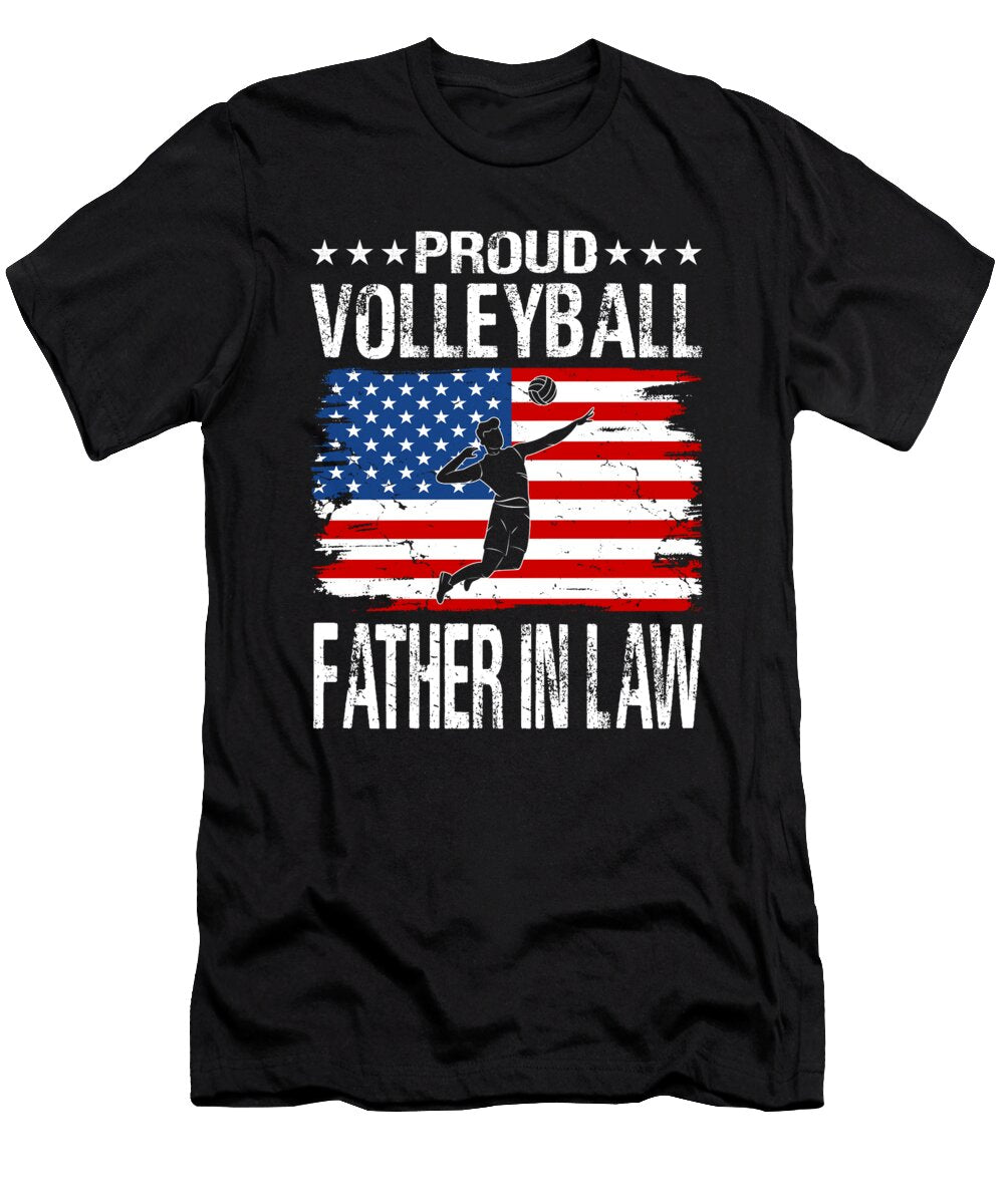Proud Volleyball Father in Law American Flag Dhbubble T-Shirt