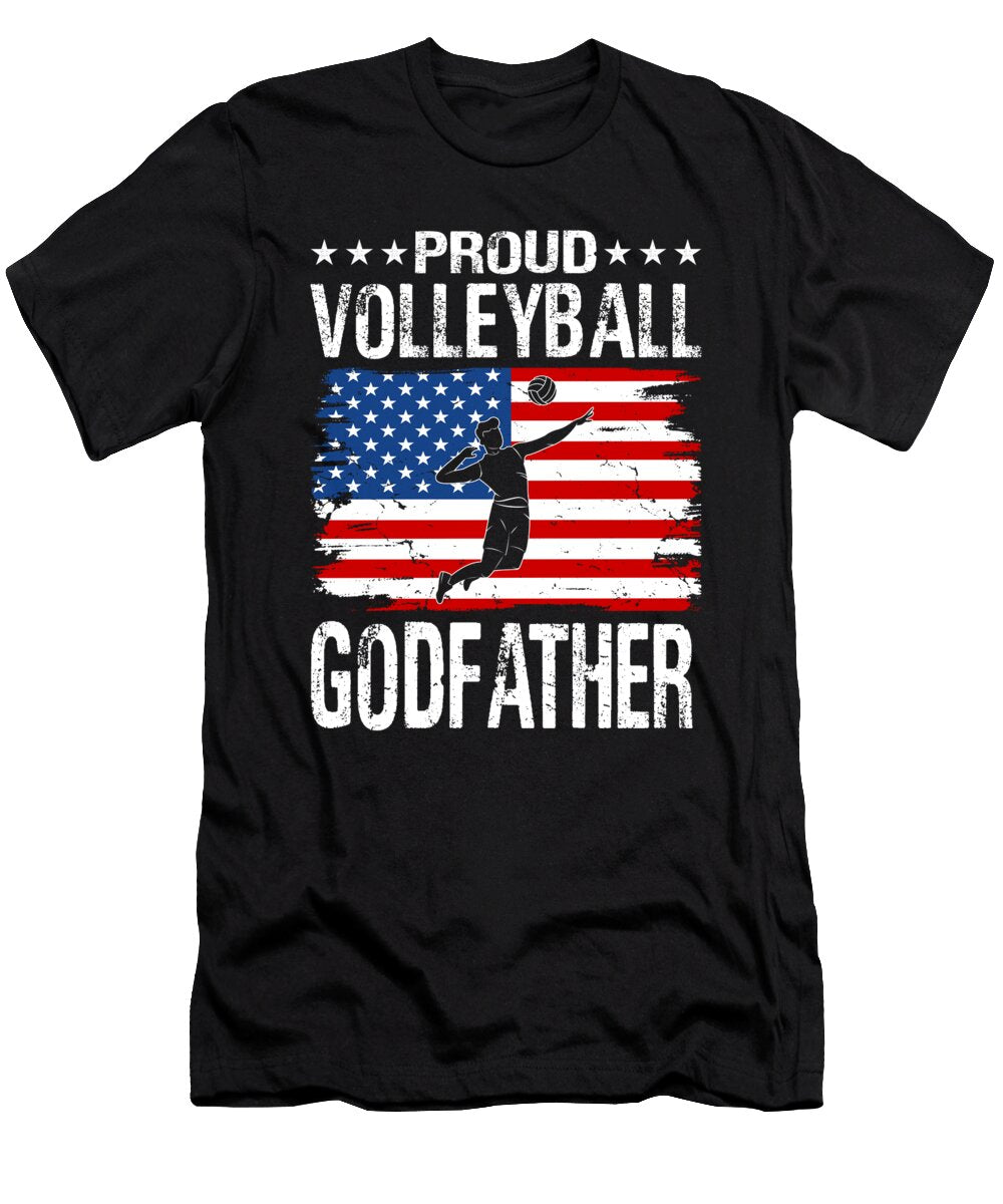 Proud Volleyball Godfather American Flag Dhbubble T-Shirt