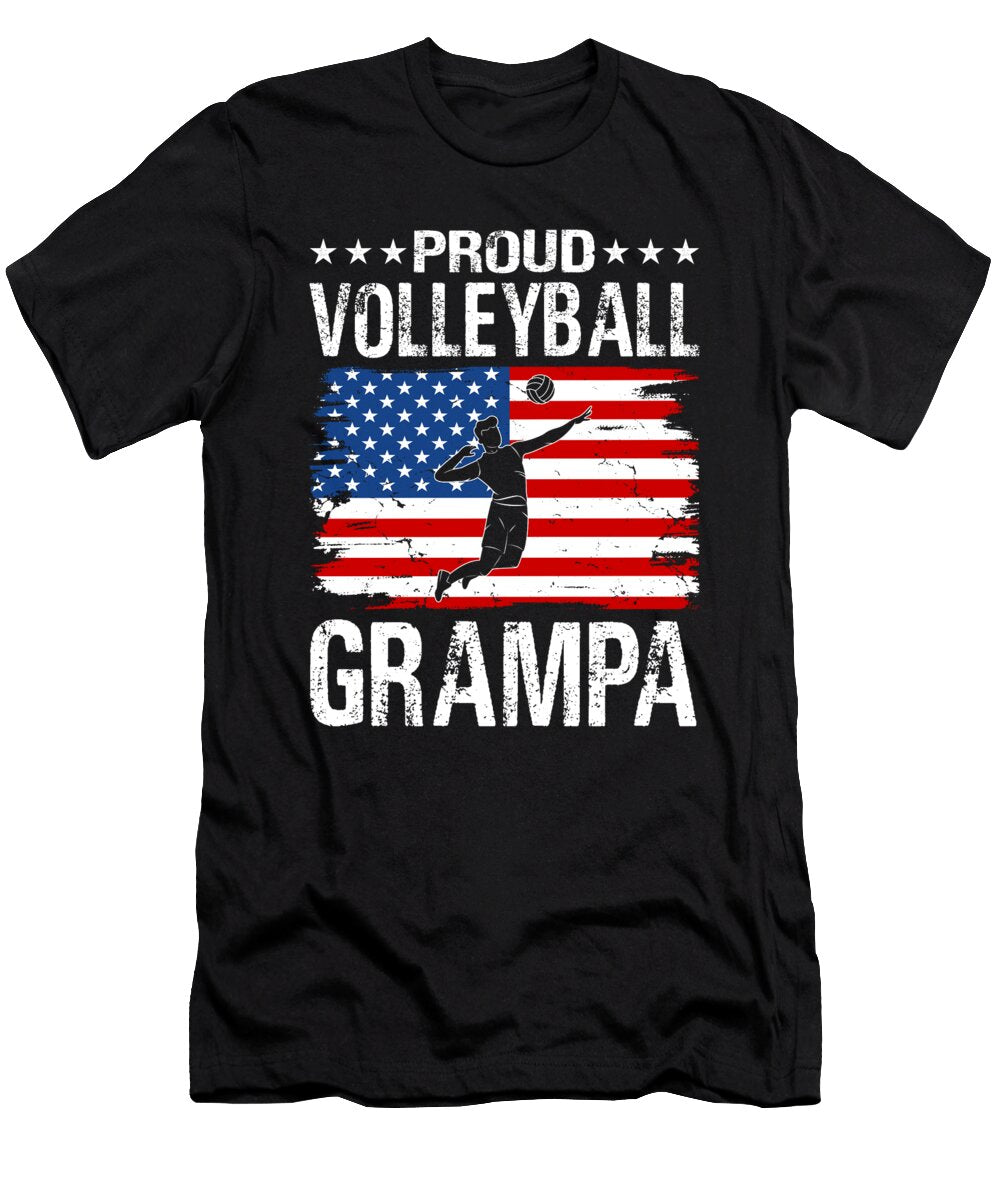Proud Volleyball Grampa American Flag Dhbubble T-Shirt