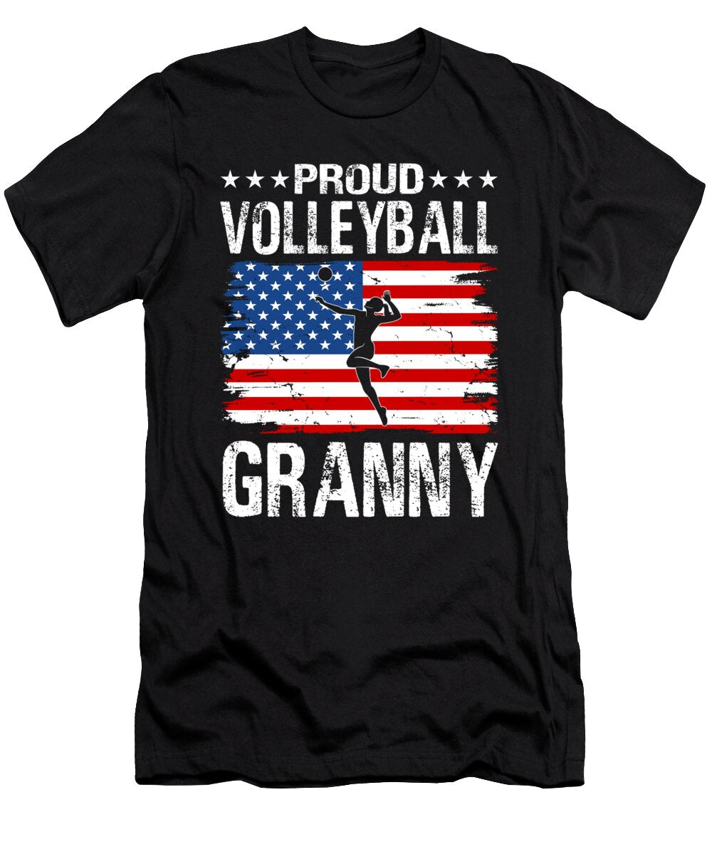 Proud Volleyball Granny American Flag Dhbubble T-Shirt