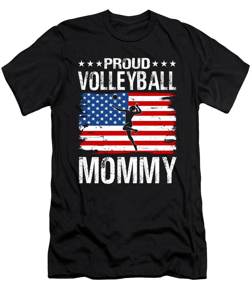 Proud Volleyball Mommy American Flag Dhbubble T-Shirt