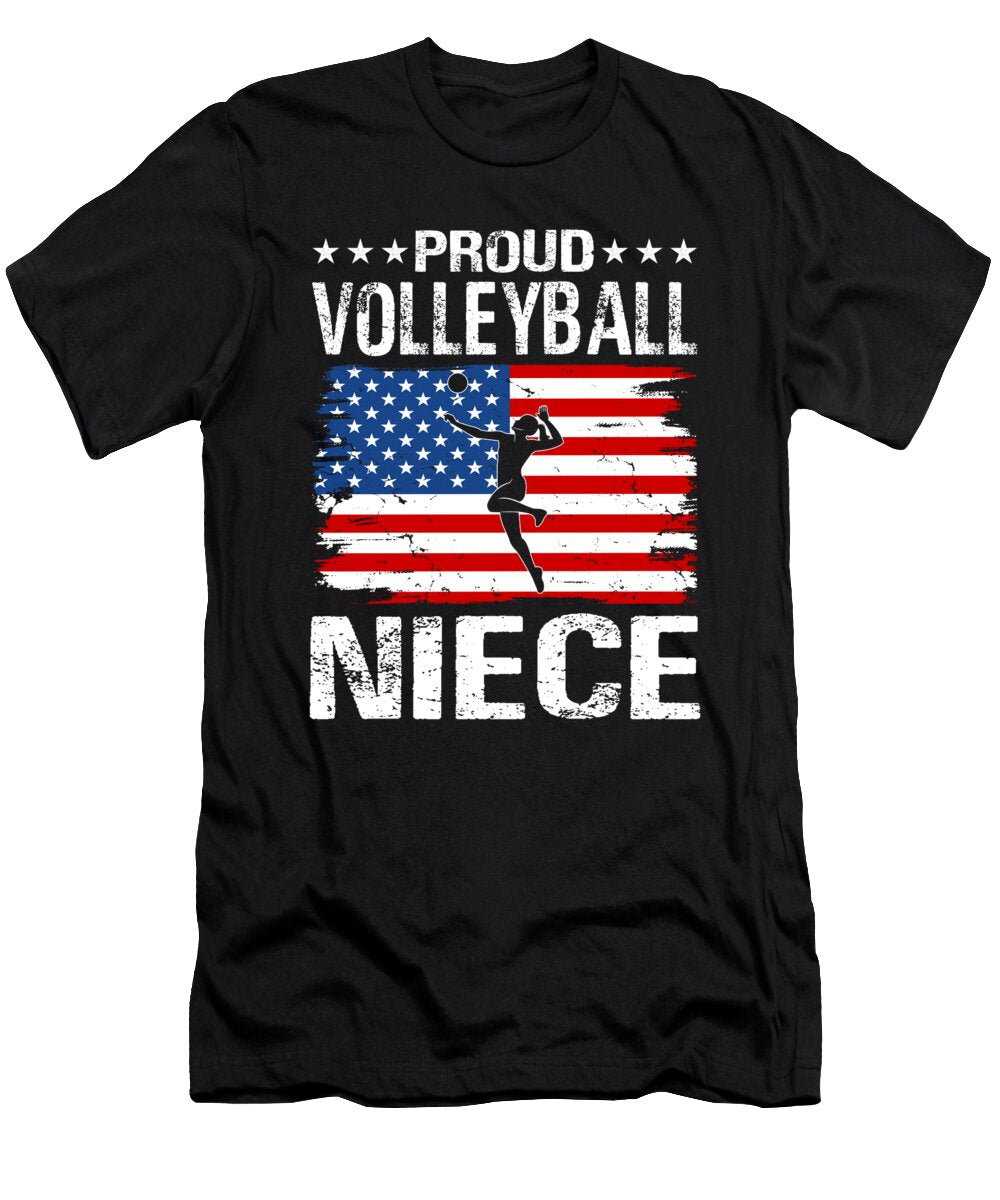 Proud Volleyball Niece American Flag Dhbubble T-Shirt