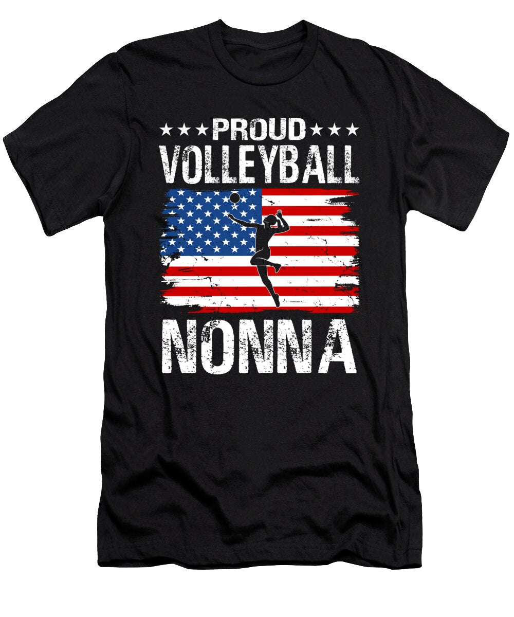 Proud Volleyball Nonna American Flag Dhbubble T-Shirt