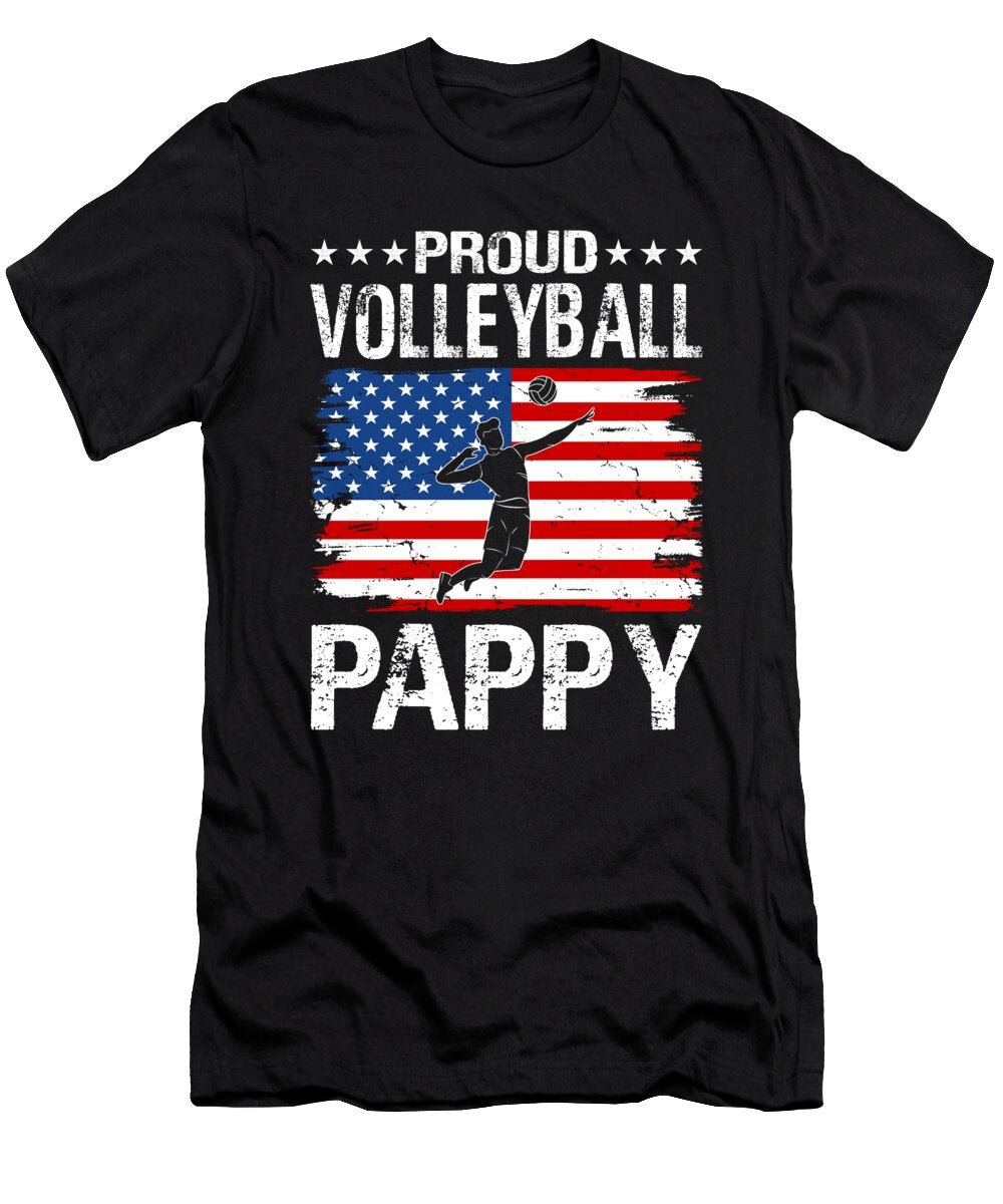 Proud Volleyball Pappy American Flag Dhbubble T-Shirt
