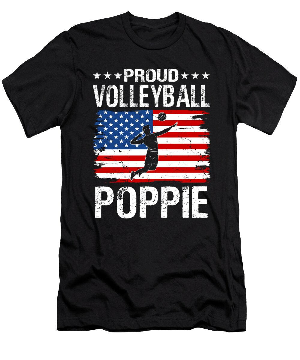 Proud Volleyball Poppie American Flag Dhbubble T-Shirt