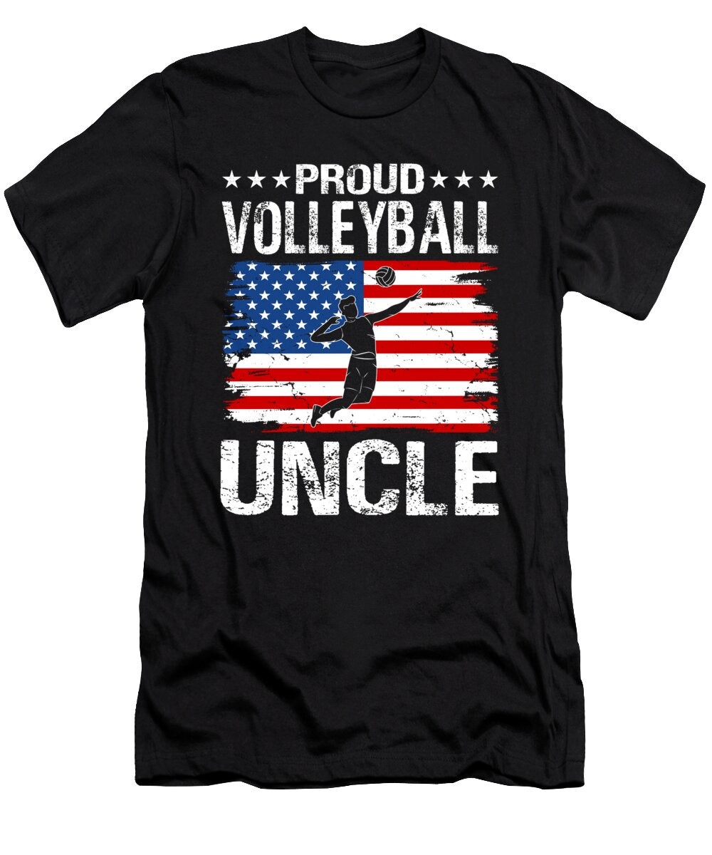 Proud Volleyball Uncle American Flag Dhbubble T-Shirt