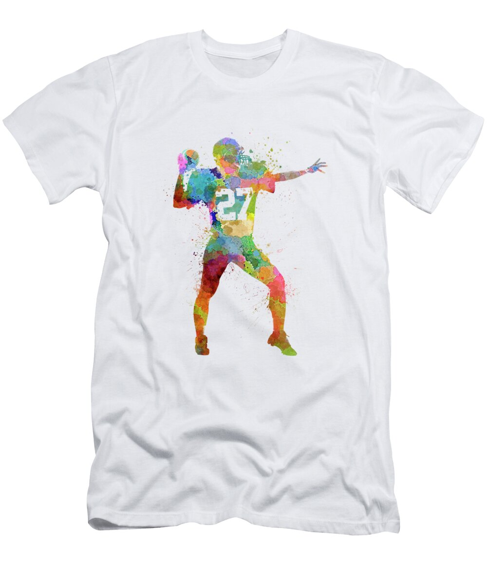 Quarterback American Throwing Football Player Man Silhouette Cristina Romero T-Shirt