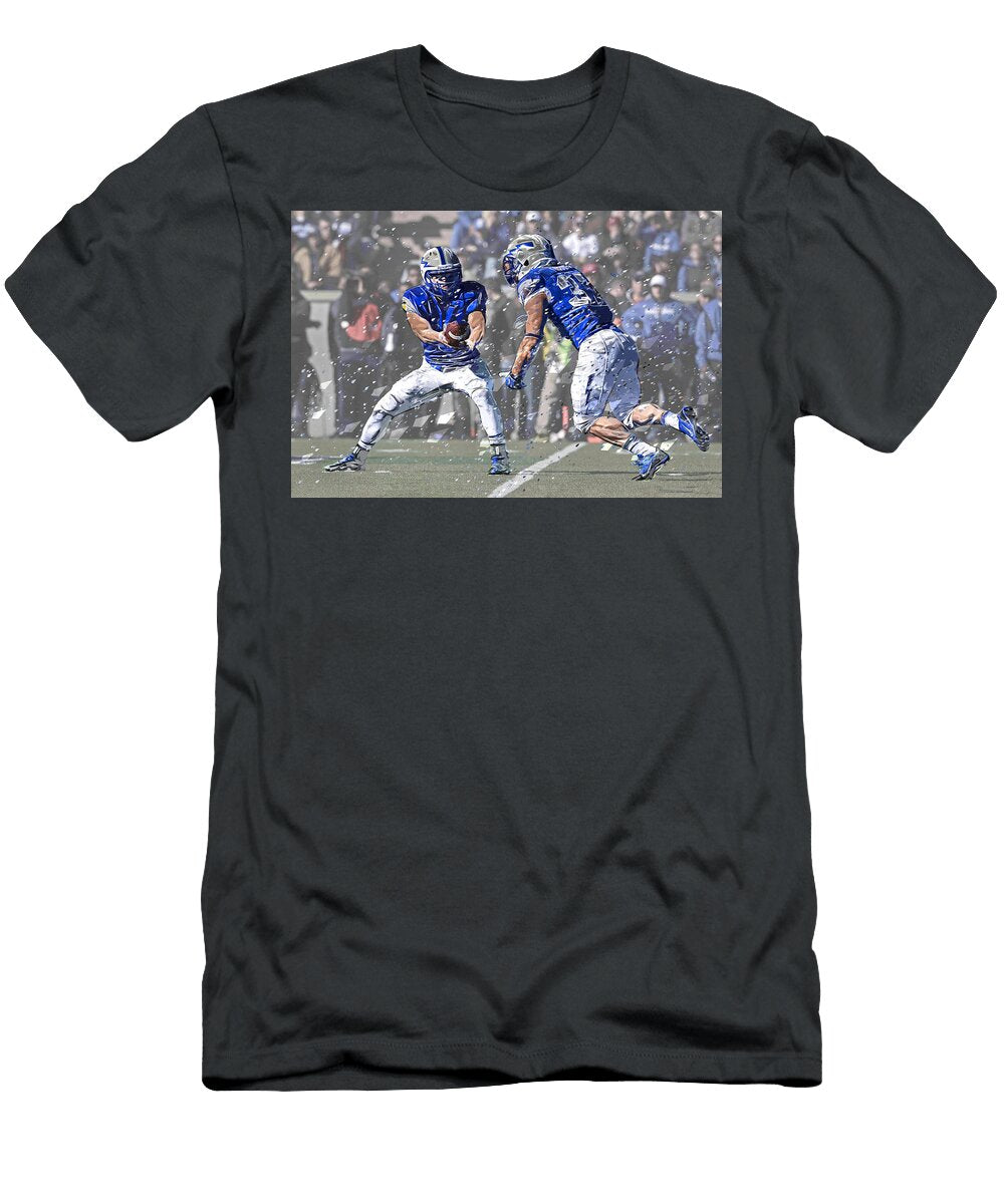 Quarterback Handoff in a Snow Squall Elaine Plesser T-Shirt