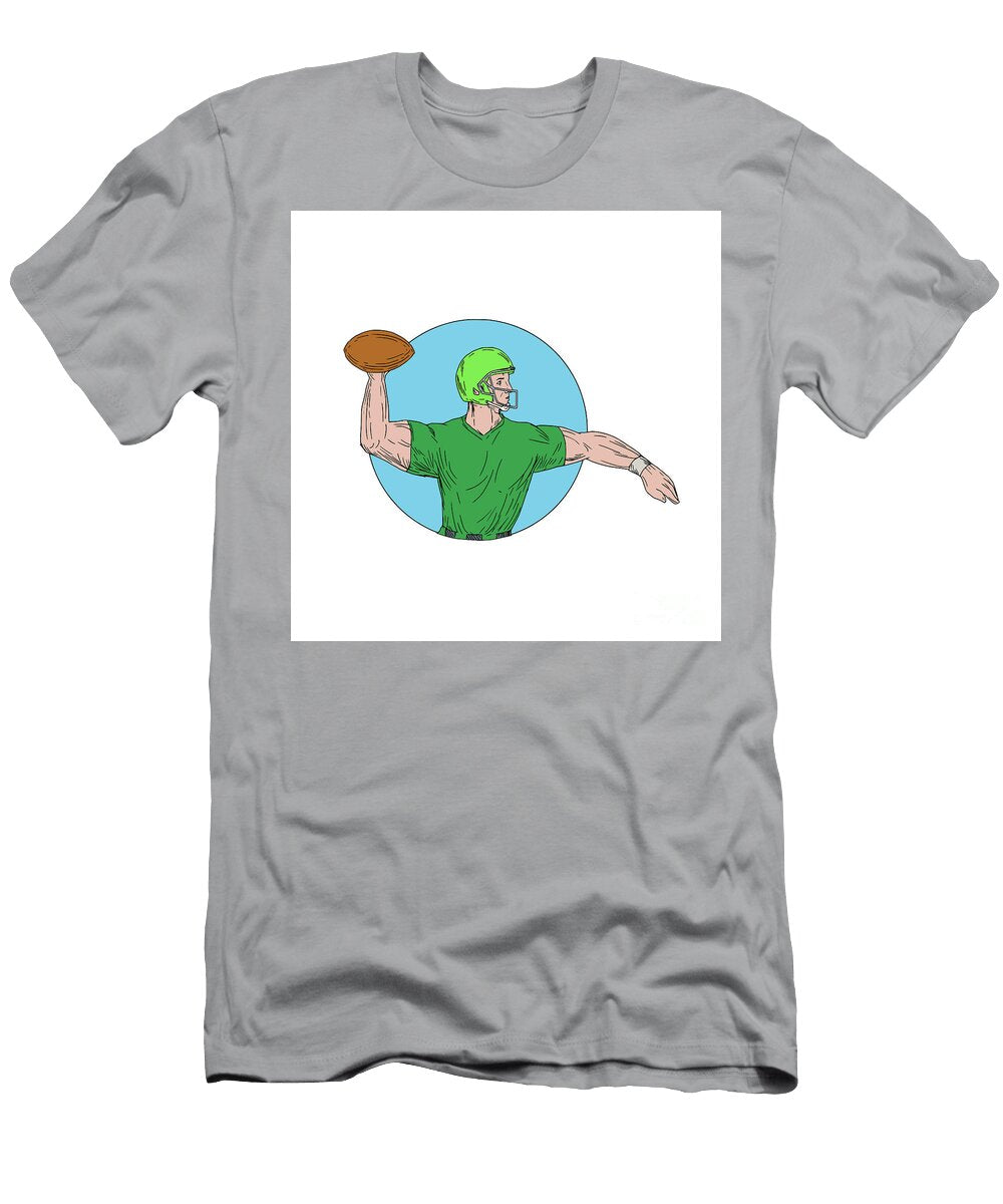 Quarterback Qb Throwing Ball Circle Drawing Aloysius Patrimonio T-Shirt