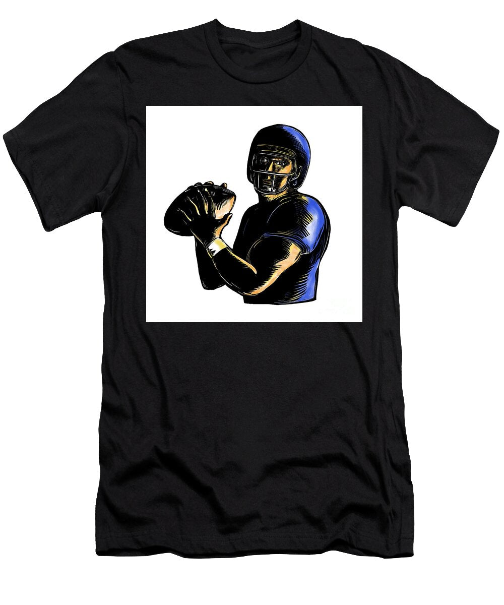 Quarterback Throw Ball Scratchboard Aloysius Patrimonio T-Shirt