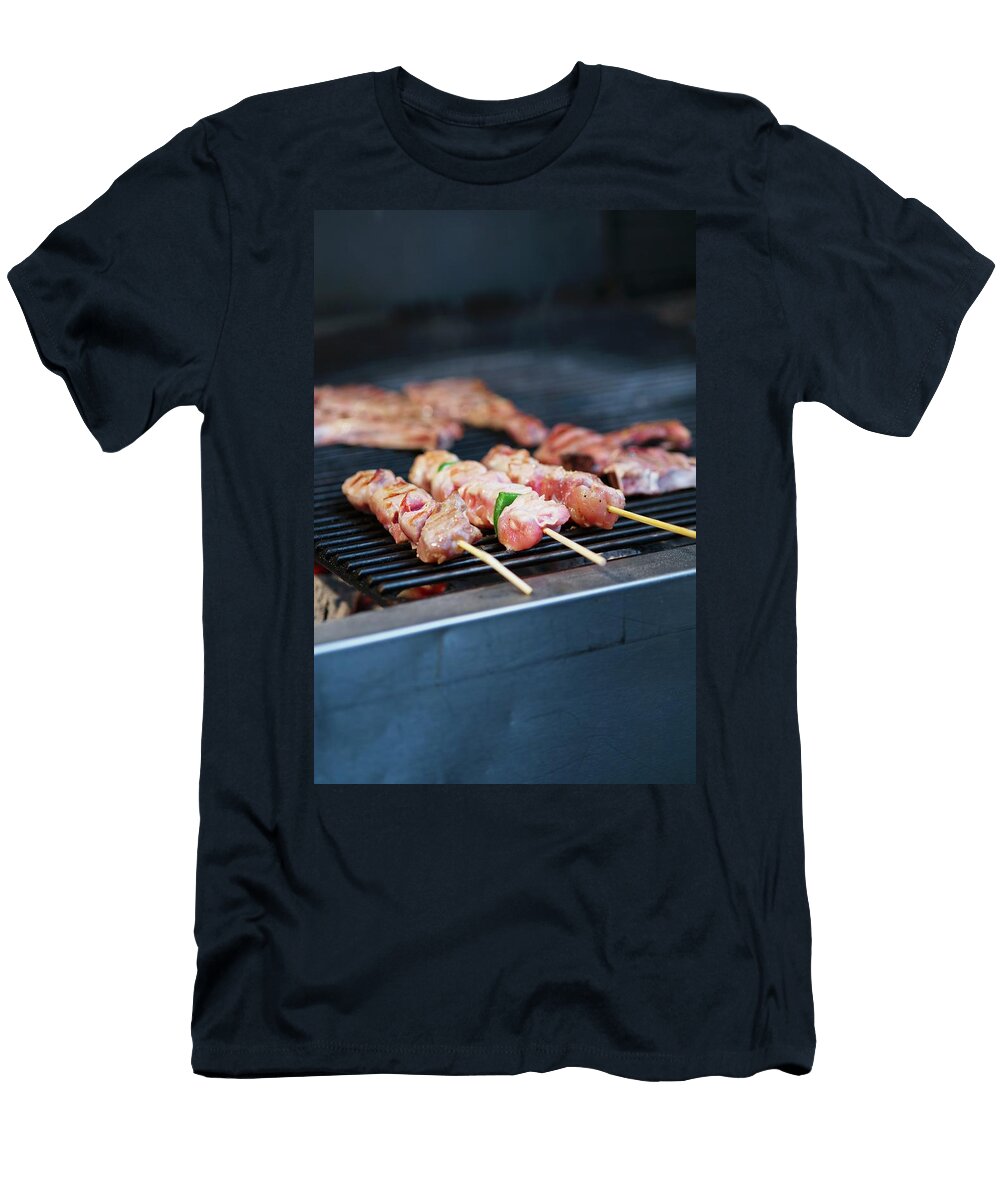 Raw Pork Skewers on the Barbecue Alena Hrbkov T-Shirt